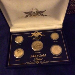 1999 24 Kt gold plated coin set with box